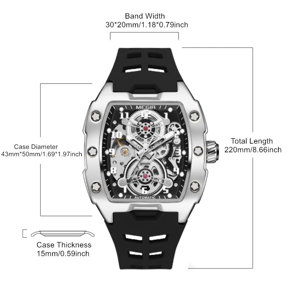 Megir Skeleton Dial Automatic Mechanical Watch | Aurelis Time