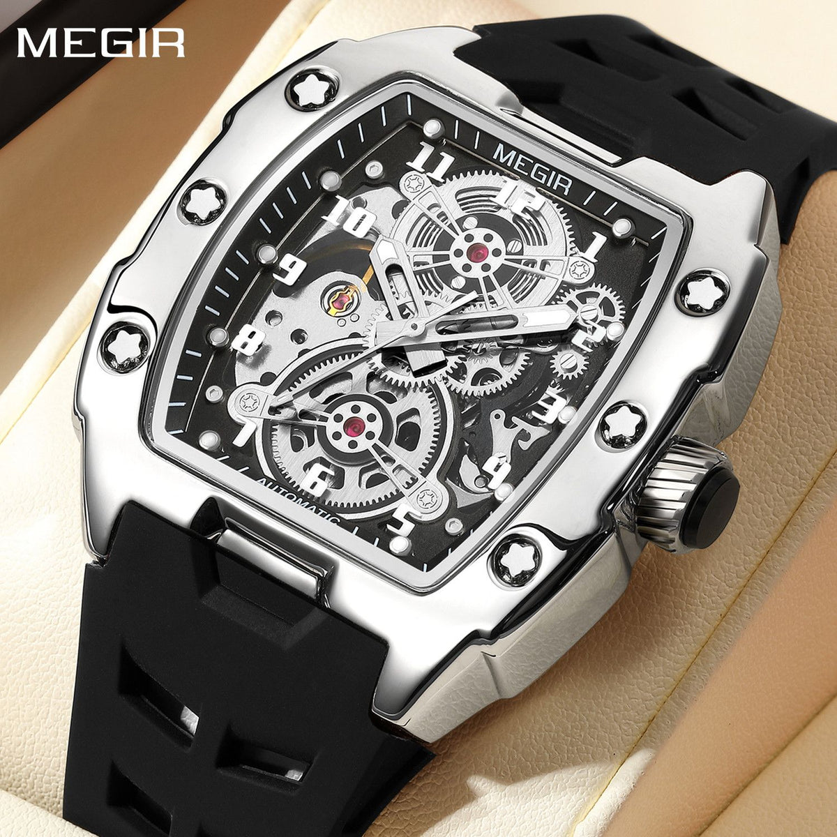 Megir Skeleton Dial Automatic Mechanical Watch | Aurelis Time